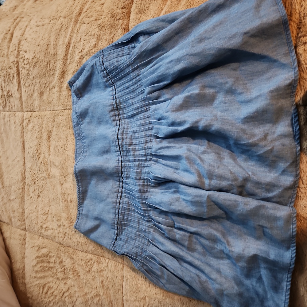 LOFT Size 8 Blue Linen Skater Skirt - Picture 1 of 6